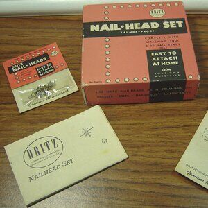 Vintage Dritz Nail-Head Set tool with instructions & some nail-heads